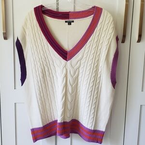 Wild Fable Sweater Vest Womens L White Purple Check
